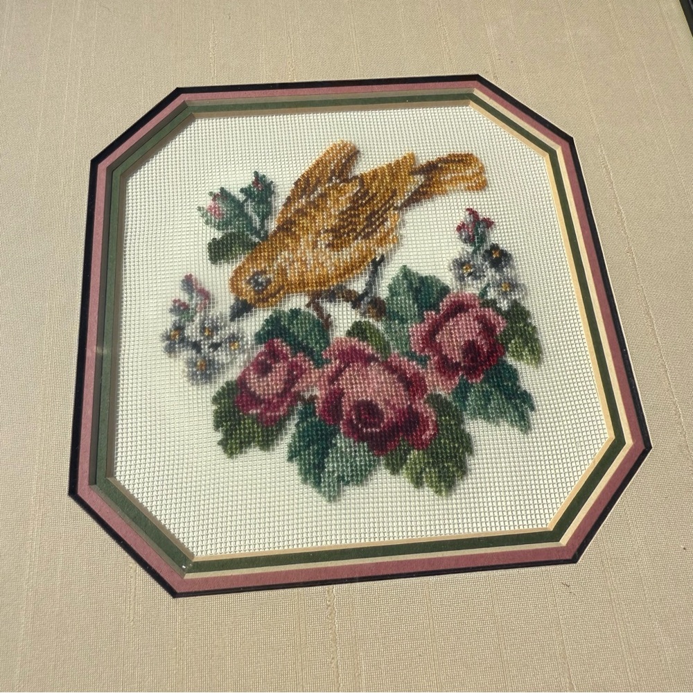 Framed Bird‎ and Floral Embroidery Art - Picture 3 of 4